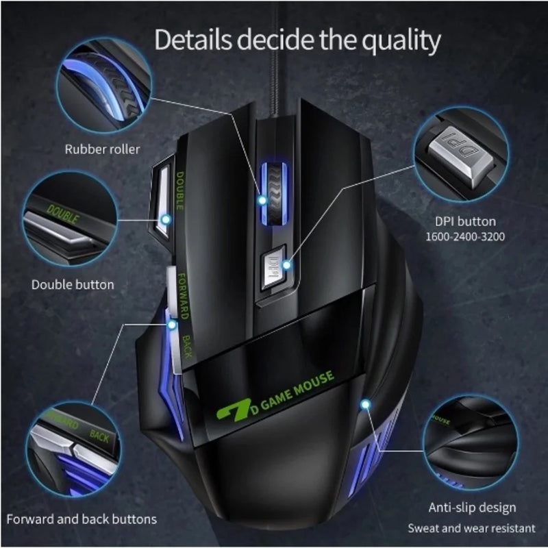 Mouse gamer para jogo computador 3200dpi com LED laser X7 USB