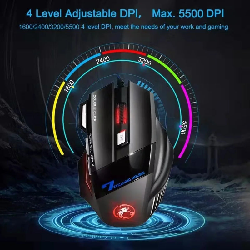 Mouse gamer para jogo computador 3200dpi com LED laser X7 USB