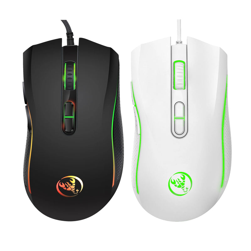 Mouse HXSJ A869 óptico ergonômico RGB ABS 4 níveis de ajuste de resolução para jogos com fio