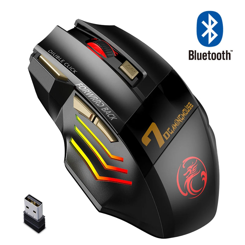 Mouse Bluetooth recarregável sem fio para PC Gamer ergonômico 5500 DPI