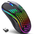 Mouse para jogos sem fio 2.4G RGB com iluminação e carregamento, DPI ajustável, design ergonômico