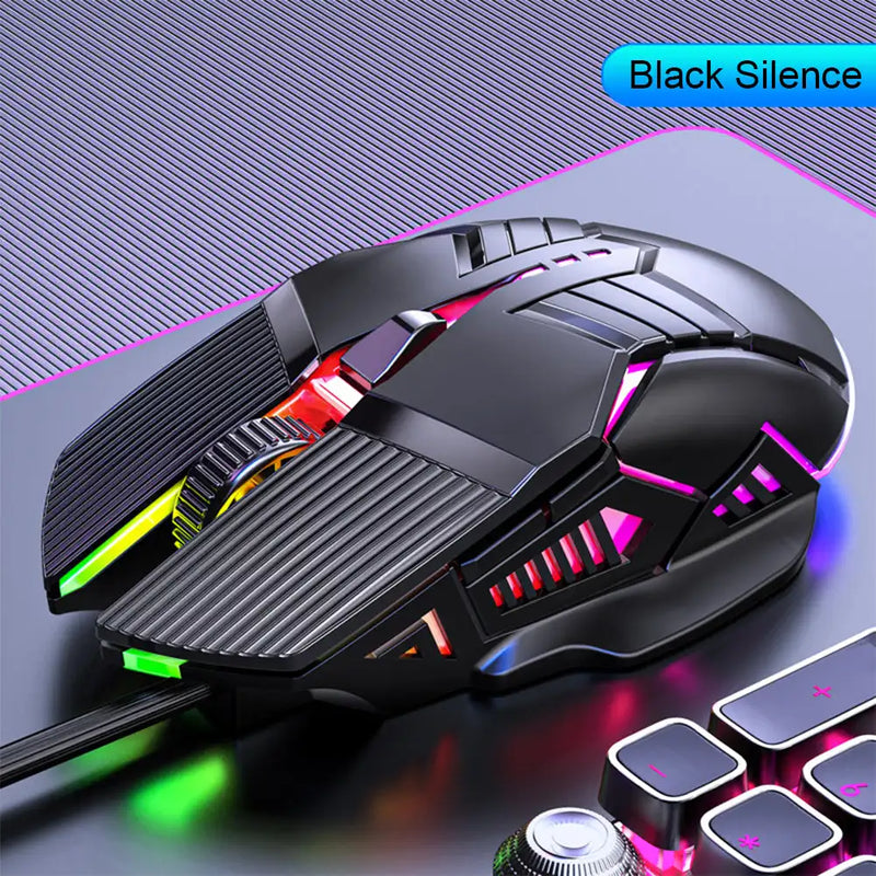 Mouse USB Gaming RGB 3200DPI Ergonômico Wired 6 Botões LED Silencioso