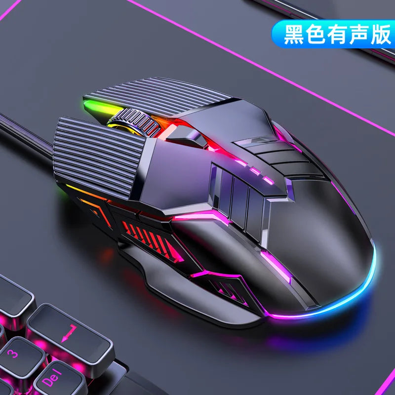 Mouse USB Gaming RGB 3200DPI Ergonômico Wired 6 Botões LED Silencioso