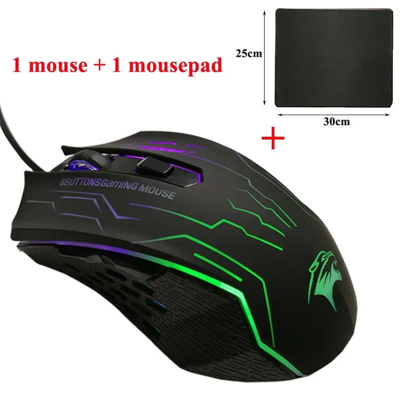 Mouse Óptico Gamer  FORKA Silent Click USB Wired  6 Botões 3200DPI