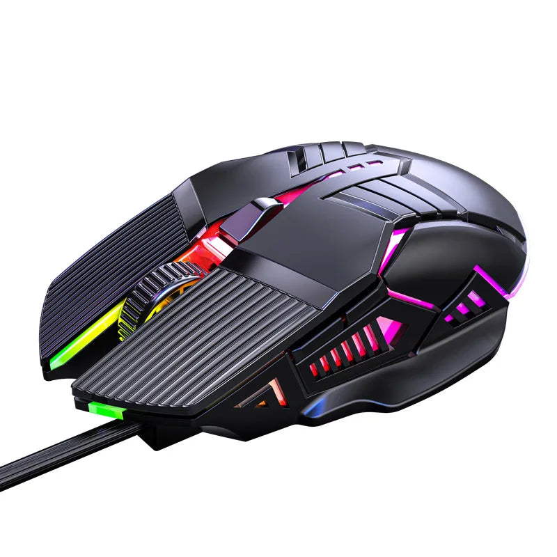 Mouse USB Gaming RGB 3200DPI Ergonômico Wired 6 Botões LED Silencioso