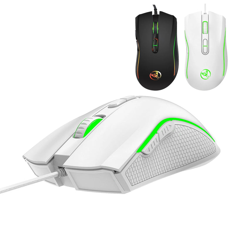 Mouse HXSJ A869 óptico ergonômico RGB ABS 4 níveis de ajuste de resolução para jogos com fio