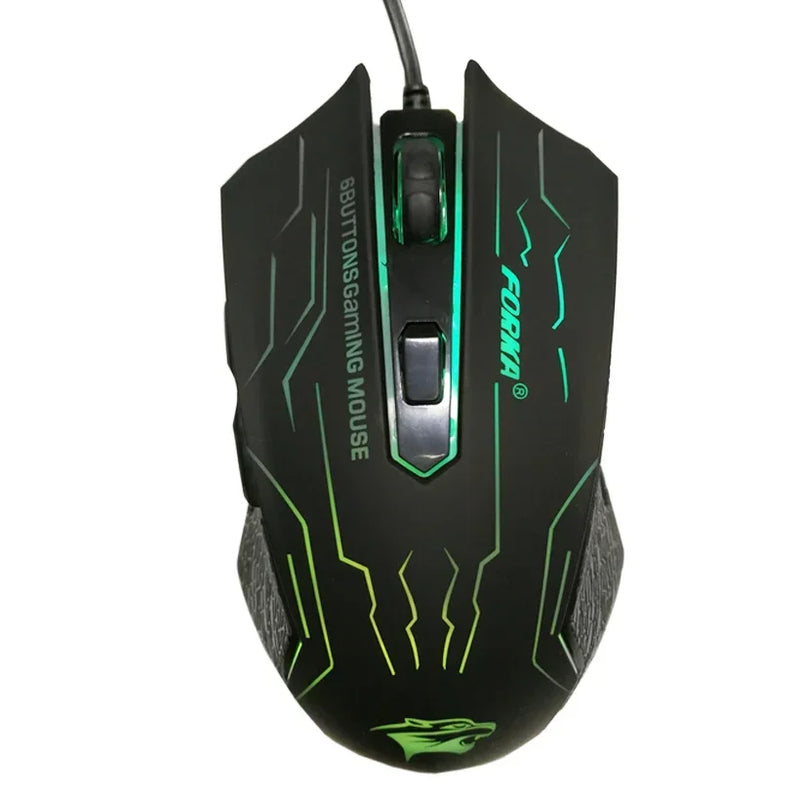 Mouse Óptico Gamer  FORKA Silent Click USB Wired  6 Botões 3200DPI