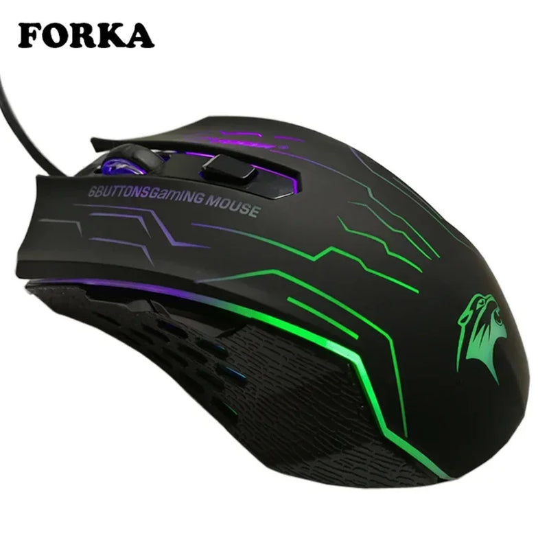 Mouse Óptico Gamer  FORKA Silent Click USB Wired  6 Botões 3200DPI